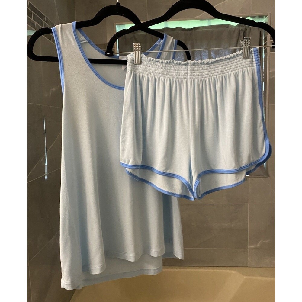 LAKE Pajamas Modal Set Women’s S Blue Shorts & Tank Top Shirt Breathable Cozy